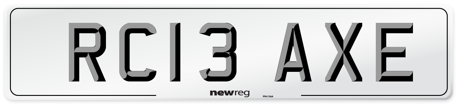 RC13 AXE Number Plate from New Reg